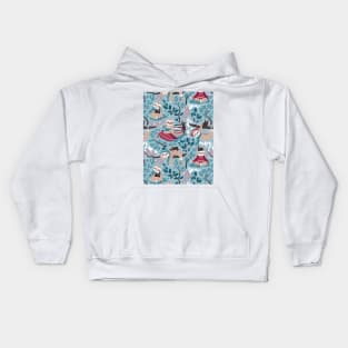 Hygge sloth // pattern // pale blue and red Kids Hoodie